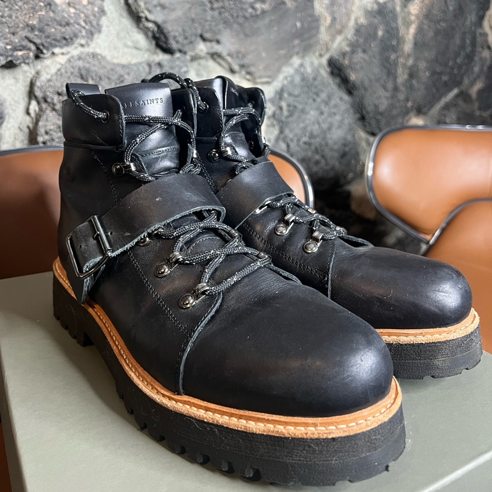 Allsaints size 10 mens leather boots, excellent condition!